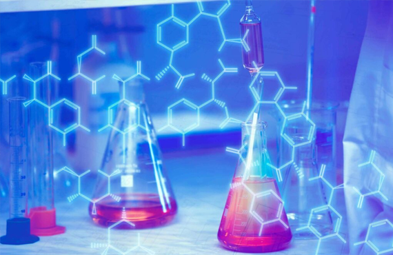 three clear beakers placed on tabletop